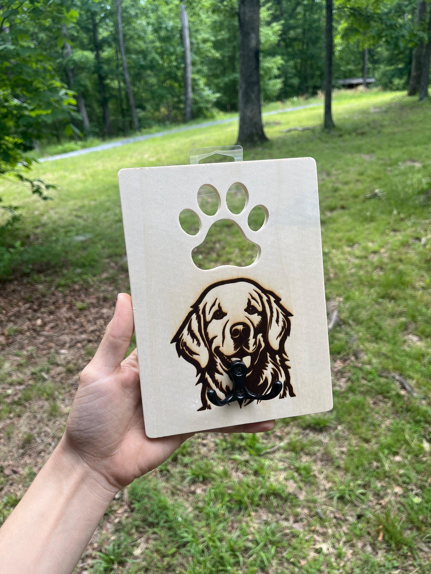 Leash holder laser engraved Labrador